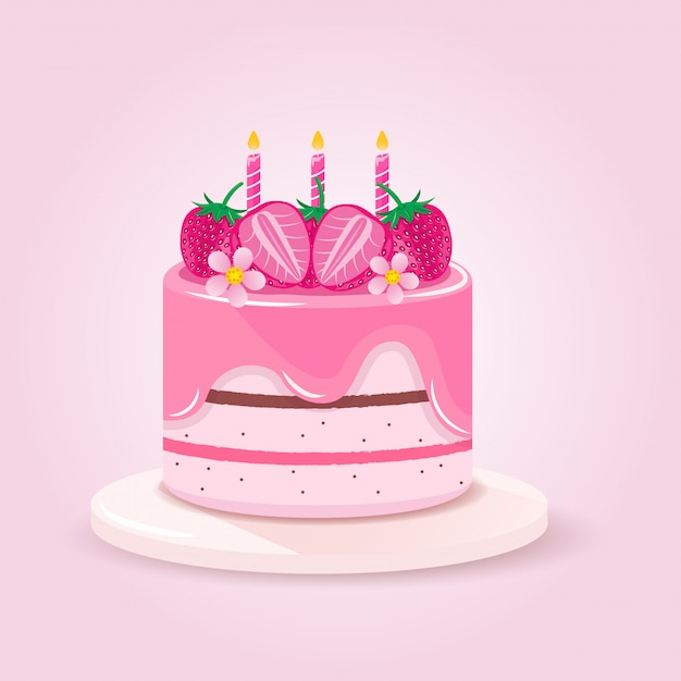 Vector strawberry sweet cake