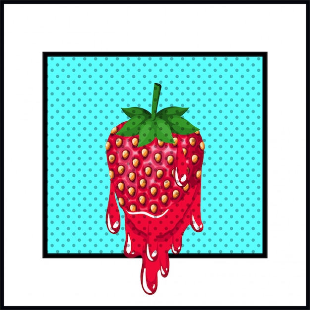 Strawberry sweet dripping pop art style