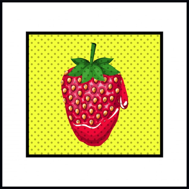 Strawberry sweet dripping pop art style