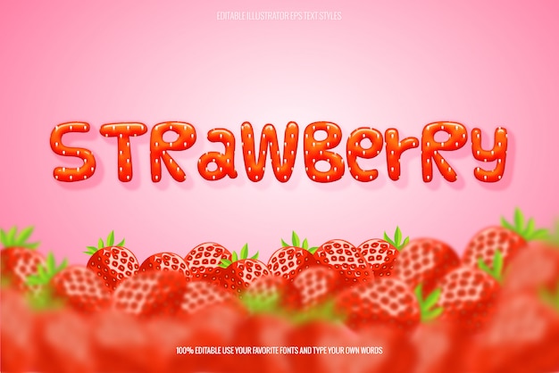 Vector strawberry text effect instant style