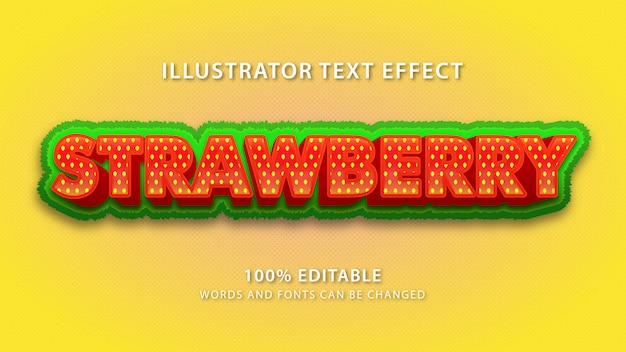 Vector strawberry text style effect, editble text