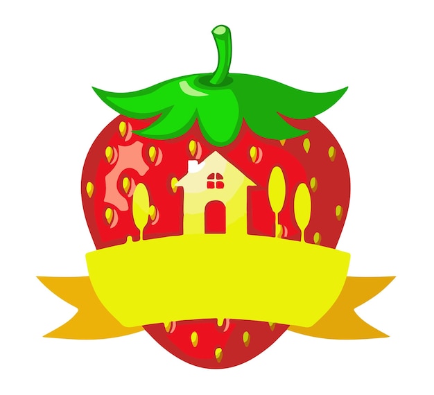 Illustrazione e logo di vettore della fragola