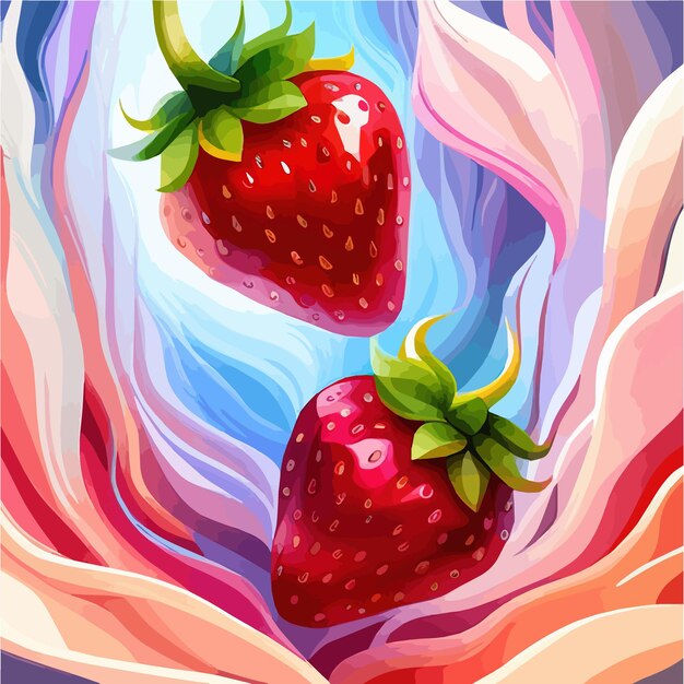 Strawberry vectorized image fresh fruits realistic vector illustration of ripe berries on color