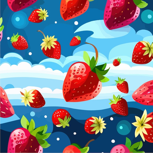 Strawberry vectorized image fresh fruits realistic vector illustration of ripe berries on color