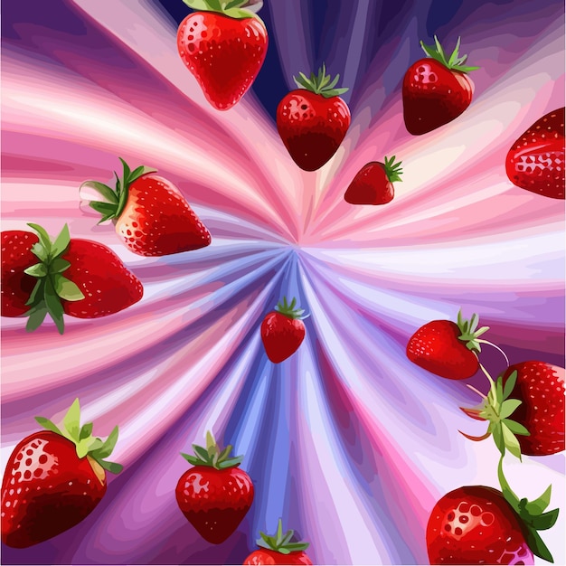 Strawberry vectorized image fresh fruits realistic vector illustration of ripe berries on color