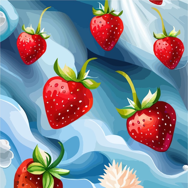 Strawberry vectorized image fresh fruits realistic vector illustration of ripe berries on color