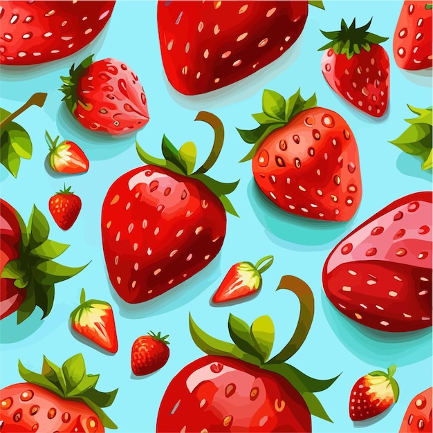 イチゴのベクトル化された画像新鮮な果物の色に熟した果実の現実的なベクトル イラスト