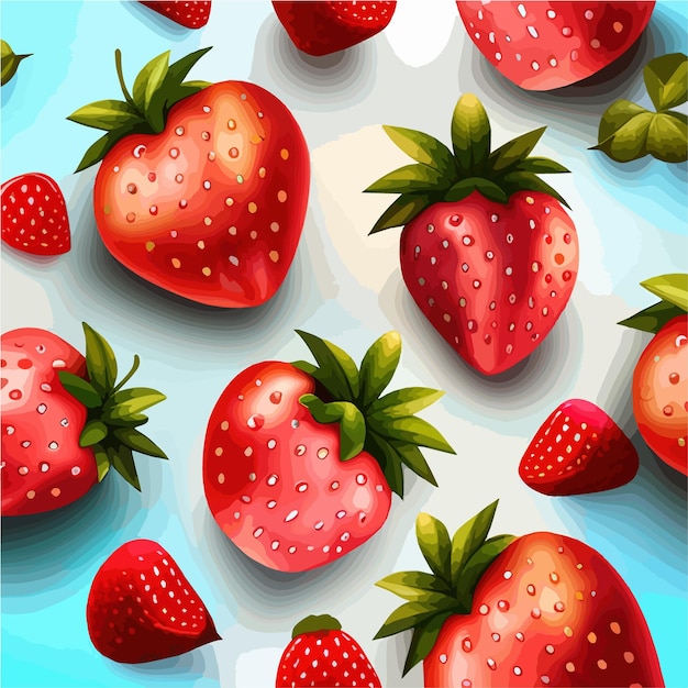 Vector strawberry vectorized image fresh fruits realistic vector illustration of ripe berries on color