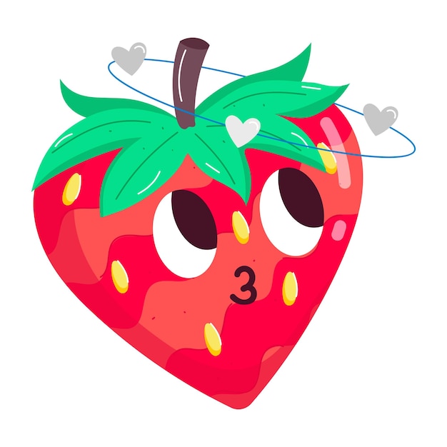 Vector a strawberry with a face with butterflies on it