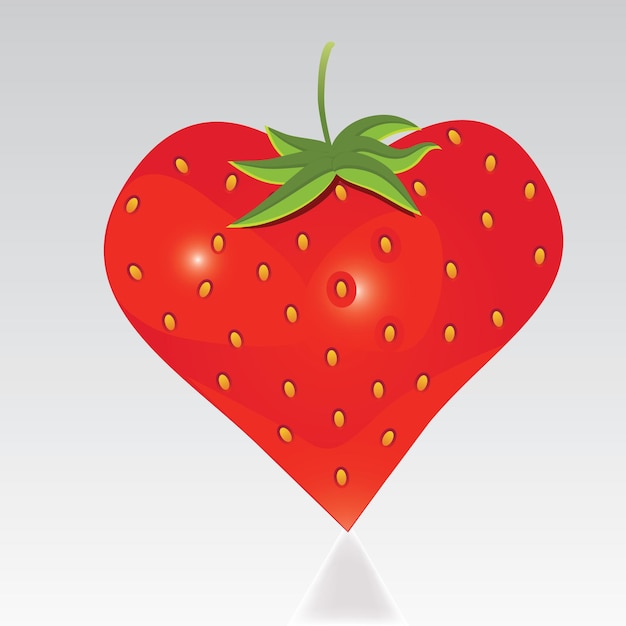 Strawberry with shape like heart vector