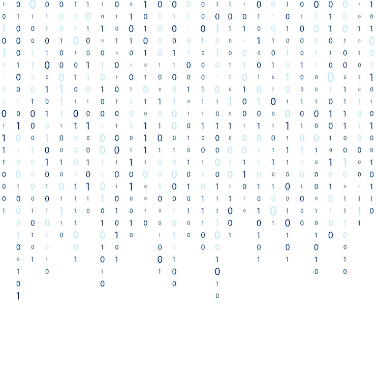 Vector stream of binary code binary code computer matrix numbers on the screen one zero