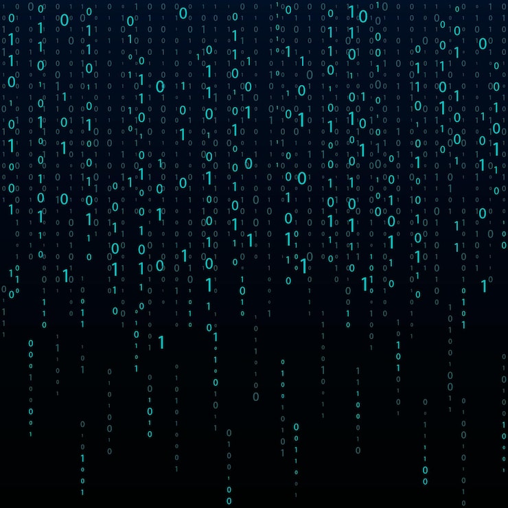 Vector stream binary code binary code matrix background on screen from numbers 0 and 1 computer matrix