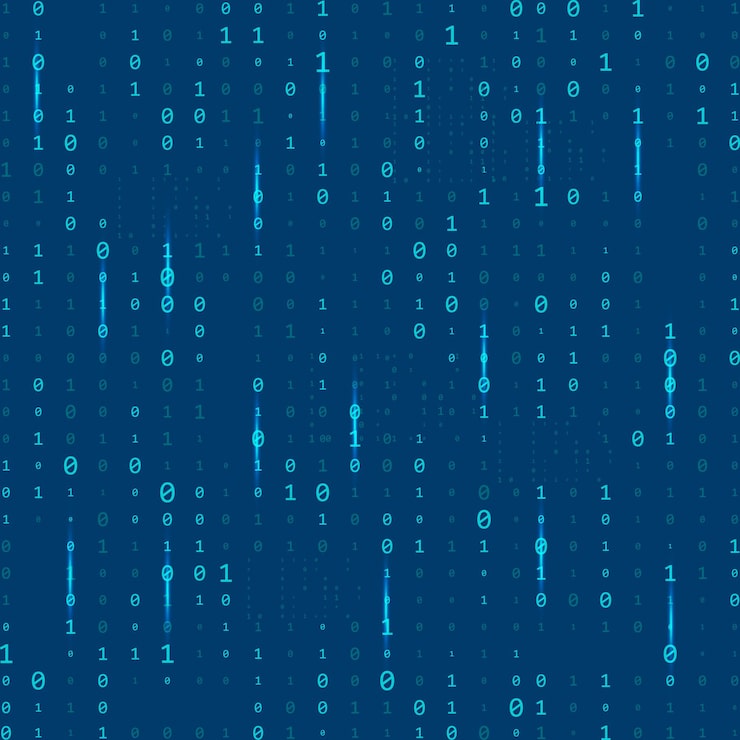 Vector stream binary code binary code matrix background on screen from numbers 0 and 1 computer matrix