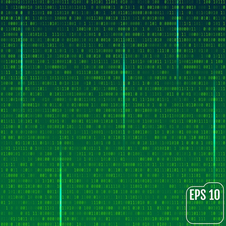 Vector stream of binary code on screen abstract vector background data and technology decryption and encryption computer matrix illustration