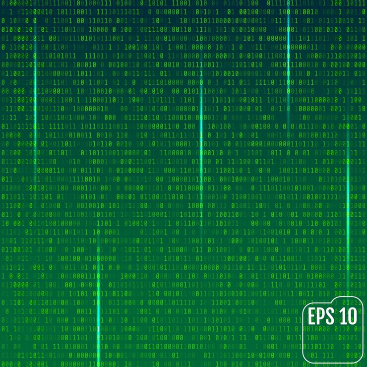 Vector stream of binary code on screen abstract vector background data and technology decryption and encryption computer matrix illustration