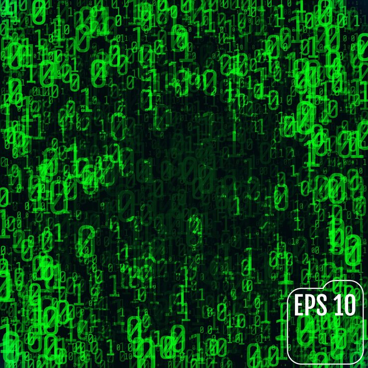 Vector stream of binary code on screen abstract vector background data and technology decryption and encryption computer matrix illustration
