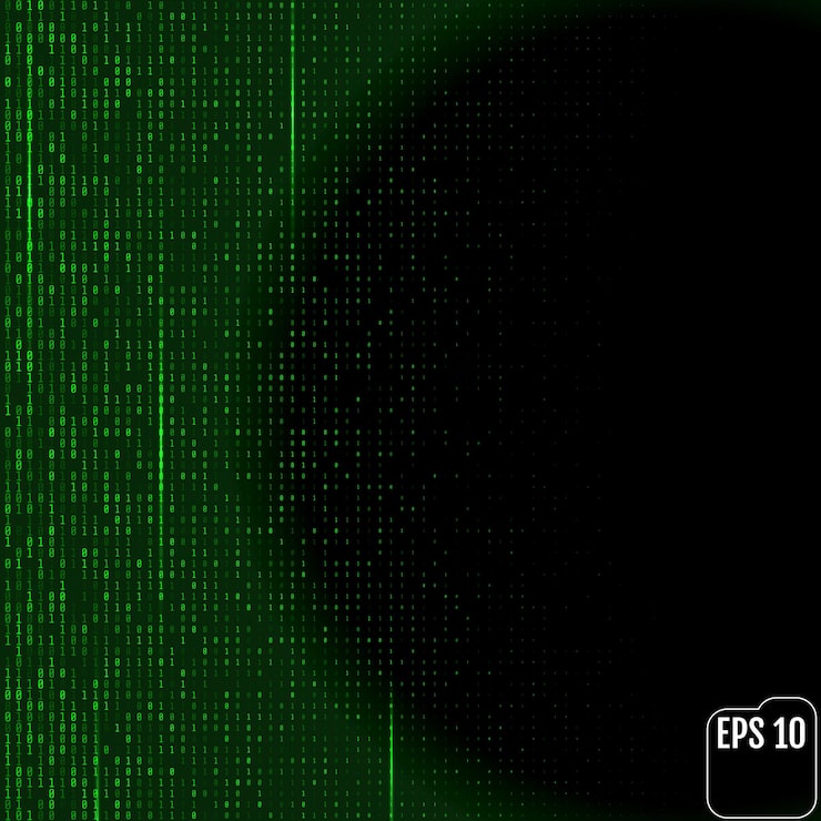 Vector stream of binary code on screen abstract vector background data and technology decryption and encryption computer matrix illustration