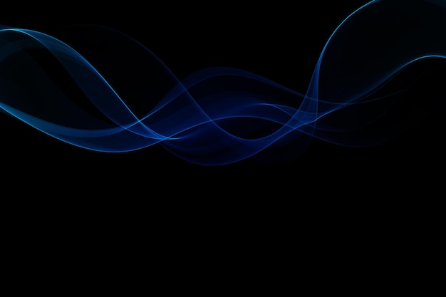 Stream of blue shiny neon wave on a black background