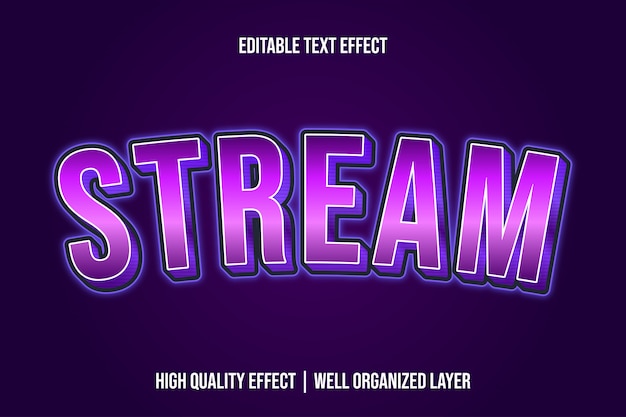 stream, metallic editable text effect font style
