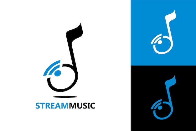 Stream music logo template premium vector