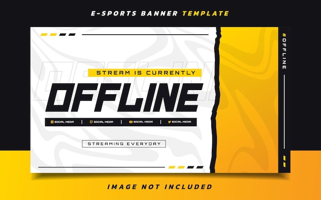 Stream offline gaming-bannerschermsjabloon met logo voor sociale media