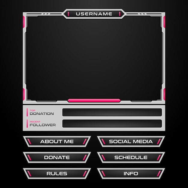 Stream Overlay Facecam and Panels White and Pink Theme for Streamers or Gamers