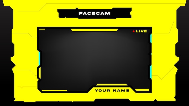 Stream overlay facecam giallo e nero tema pulito design minimalista