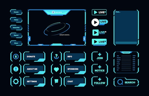 온라인 브로드캐스트 스트리밍을 위한 스트림 ui 웹 디자인 요소