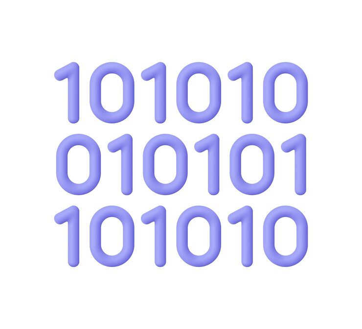 Vector streaming binary computer code programming concept 3d vector icon cartoon minimal style