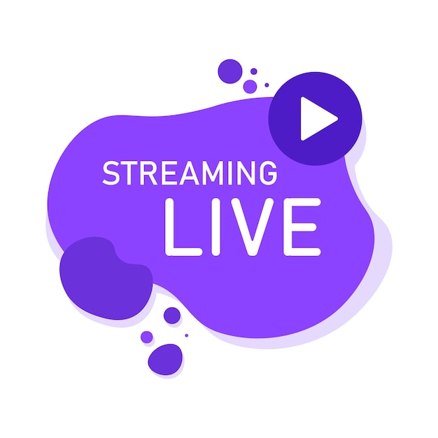 streaming live sign flat purple play button streaming live icon vector icon