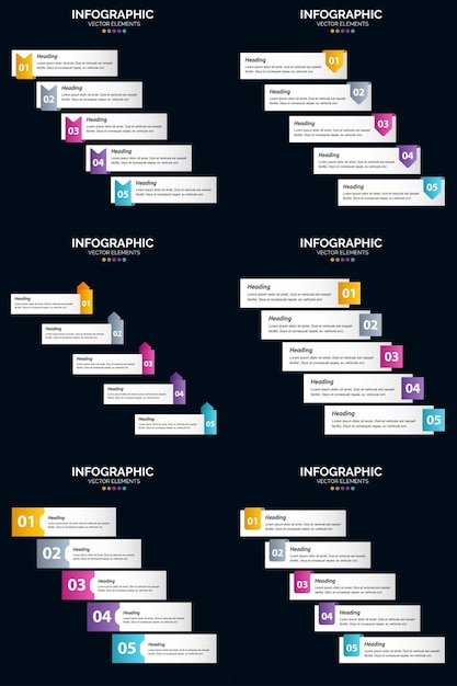 Streamline your presentation with six vector infographics and timelines