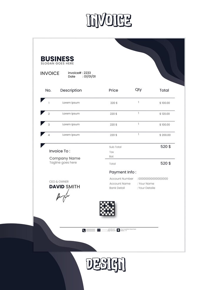 Vector streamlined invoice design sleek and professional billing template
