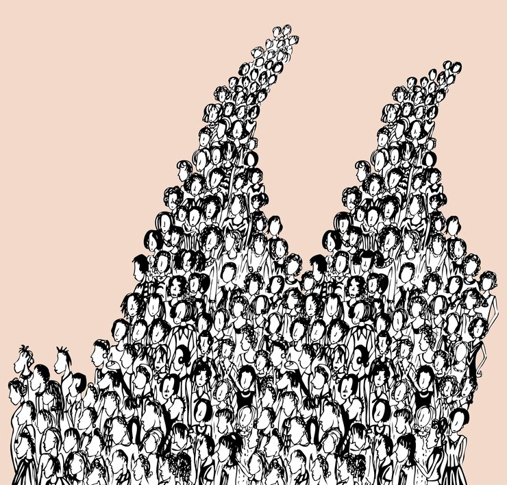 Vector the streams of people form a crowd