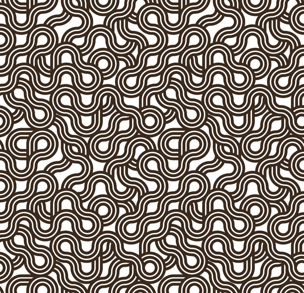 Streepig vector naadloos patroon met geweven lijnen geometrische abstracte achtergrond streepig net optisch doolhof webnetwerk Zwart-wit ontwerp