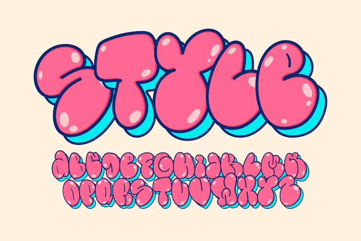 Vector street art bubble graffiti font
