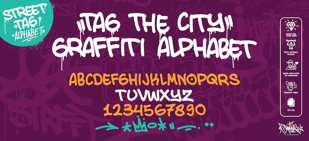 Street Art Moderne Graffiti Alfabet Vector lettertype graffiti alfabet decoratief graffiti art