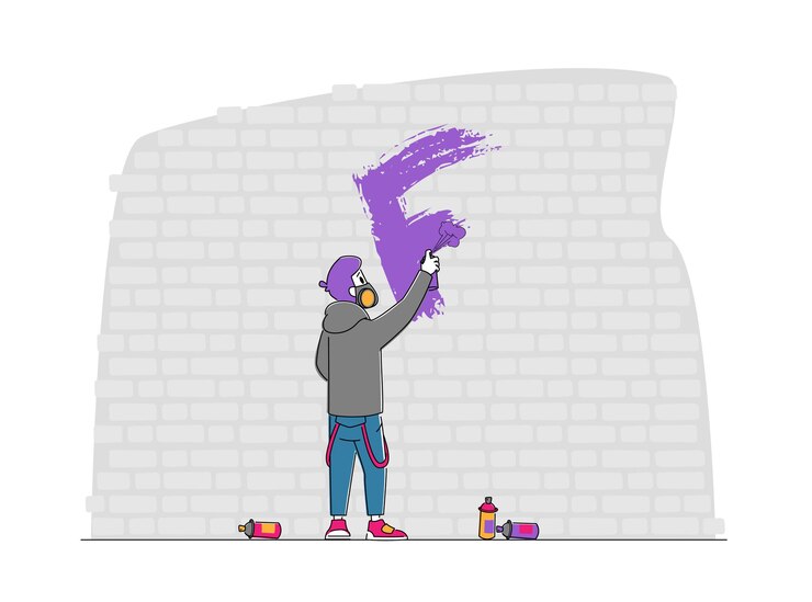 Vector 인공 호흡기 그림 낙서 벽에 거리 예술가 십 대