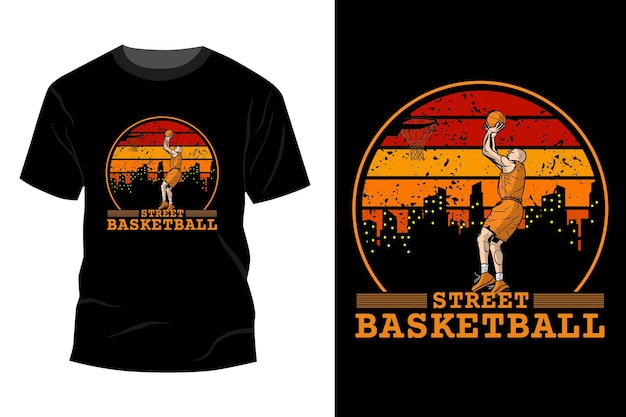 Vector street basketball t-shirt mockup design vintage retro