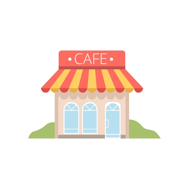 Street cafe city public building design element of urban or rural landscape vector illustration