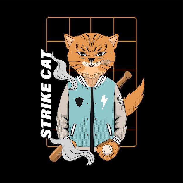 Street cat illustration for tshirt design