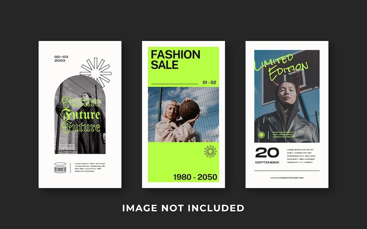 Vector street fashion instagram story set