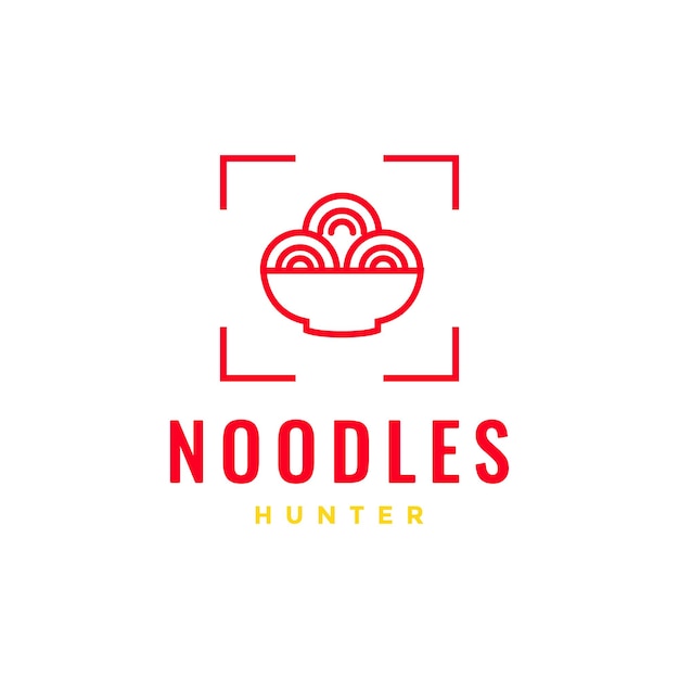 Миска уличной еды с лапшой, охота на гурманов, вкус вкусного пряного современного минимального дизайна логотипа