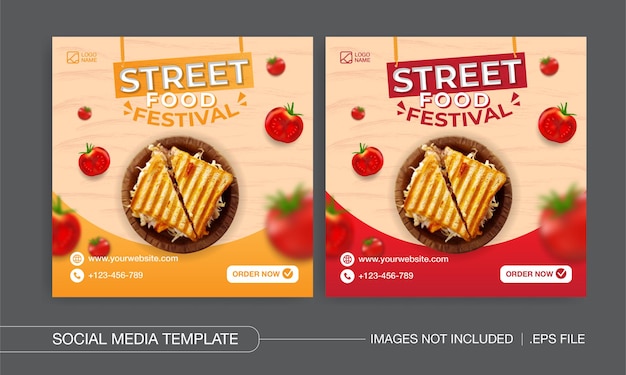 Street food festival social media posts design