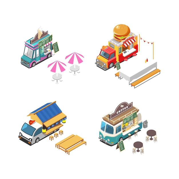 Street food isometric illustration vector design