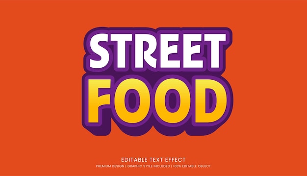 Вектор Шаблон эффекта текста уличной еды редактируемый дизайн для делового логотипа и бренда