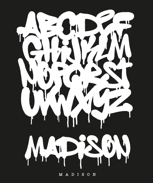 Vector street graffiti tag font handwritten typography vector illustration