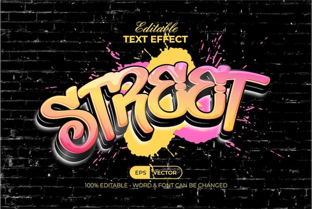Street graffiti text effect colorful style. Editable text effect.