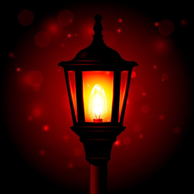 Vettore lampione stradale - lanterna su palo e sfondo blured