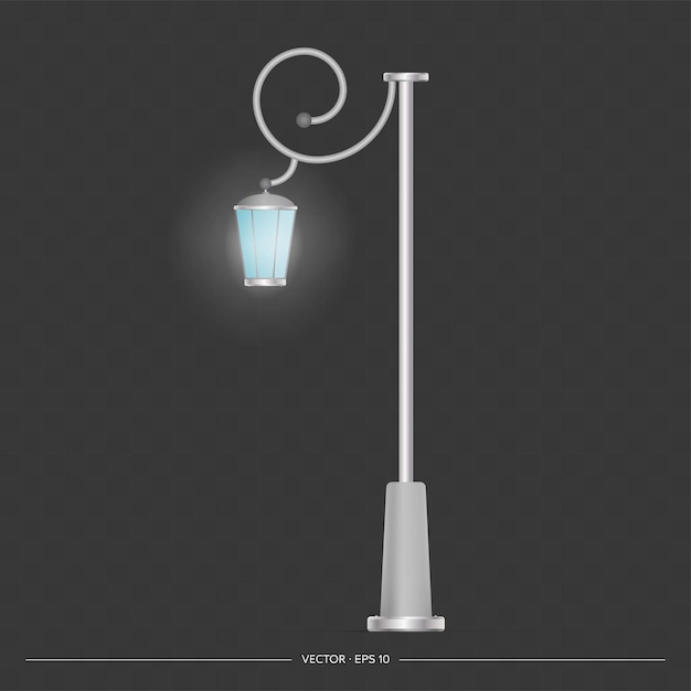 Street lamp. Metal lamppost. Realistic vector illustration.