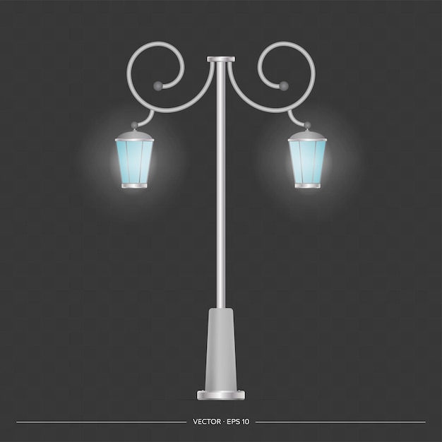 Street lamp. Metal lamppost. Realistic vector illustration.